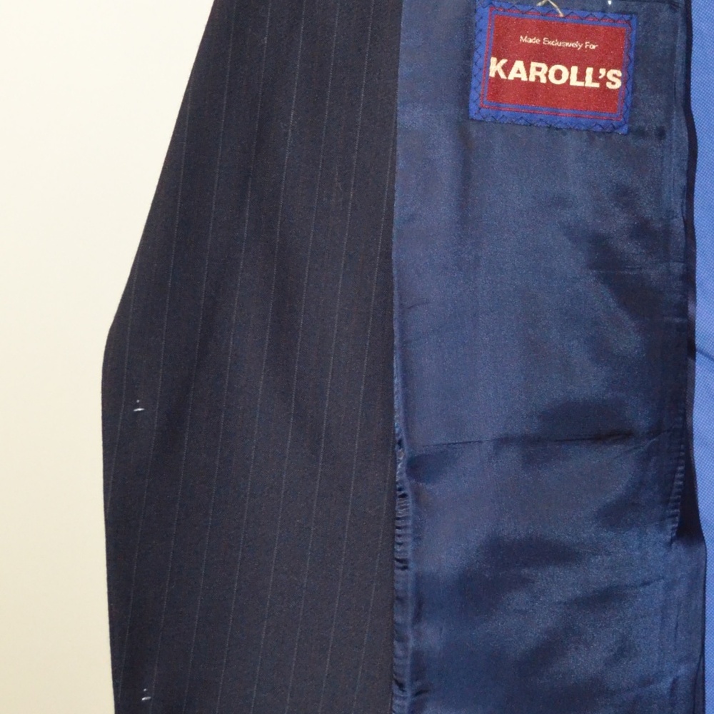 Karoll’s 42L Sport Coat Blazer Suit Jacket Navy Pi - Picture 7 of 8